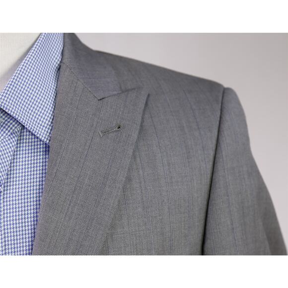 Indochino Custom Gray Pinstripe Peak Lapel Slim Fit 2-Btn Blazer Jacket 36S - Picture 4 of 8